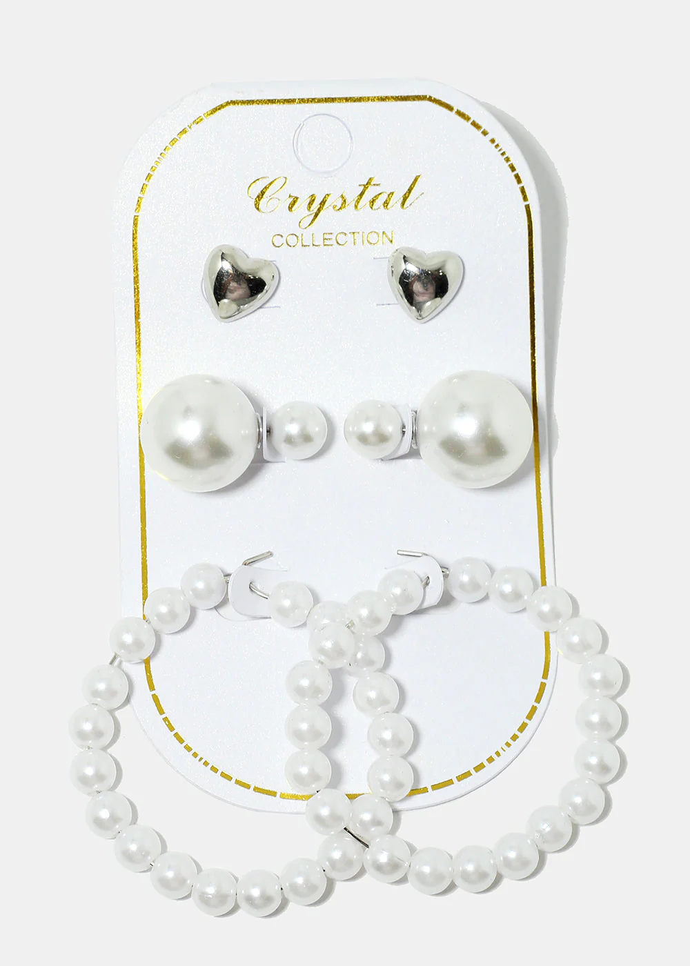 3-Pair Pearl Stud & Hoop Earrings - Mrs Treak