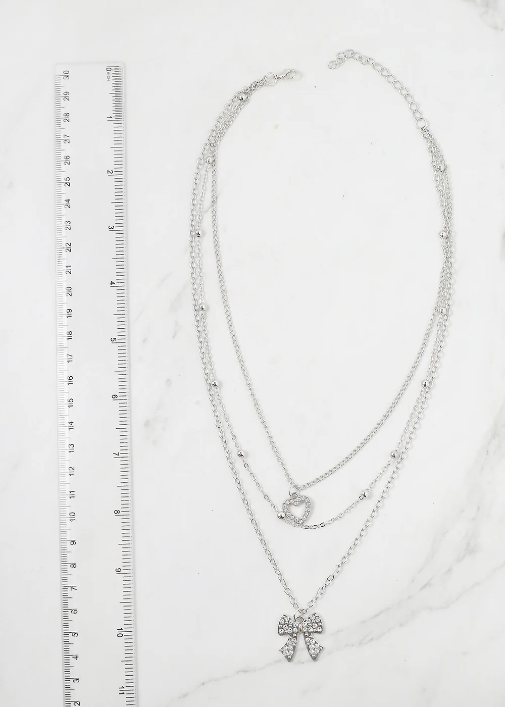 Layered Bow and Heart Necklace - Mrs Treak