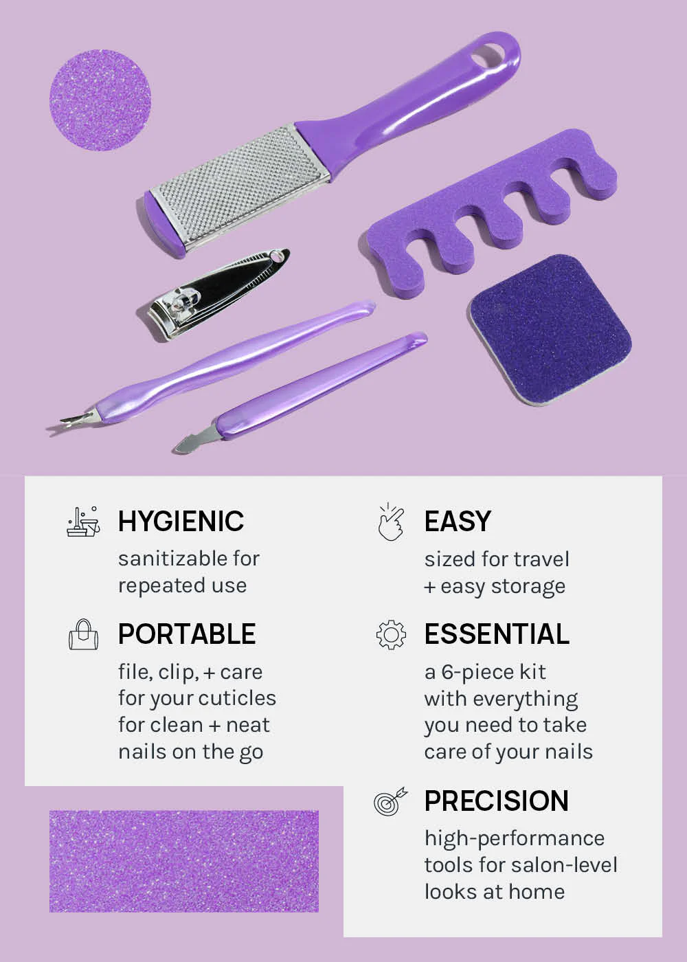 AOA Studio Pedicure Tool Set with Metal Foot File - Mrs Treak