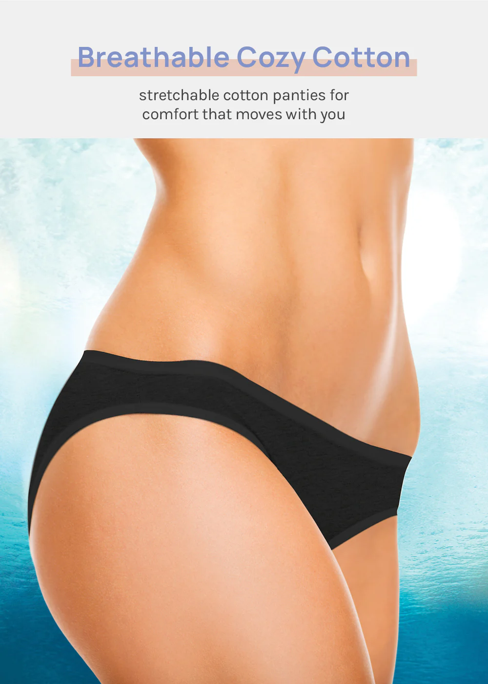 Her. Cotton Stretch Bikini - Black - Mrs Treak