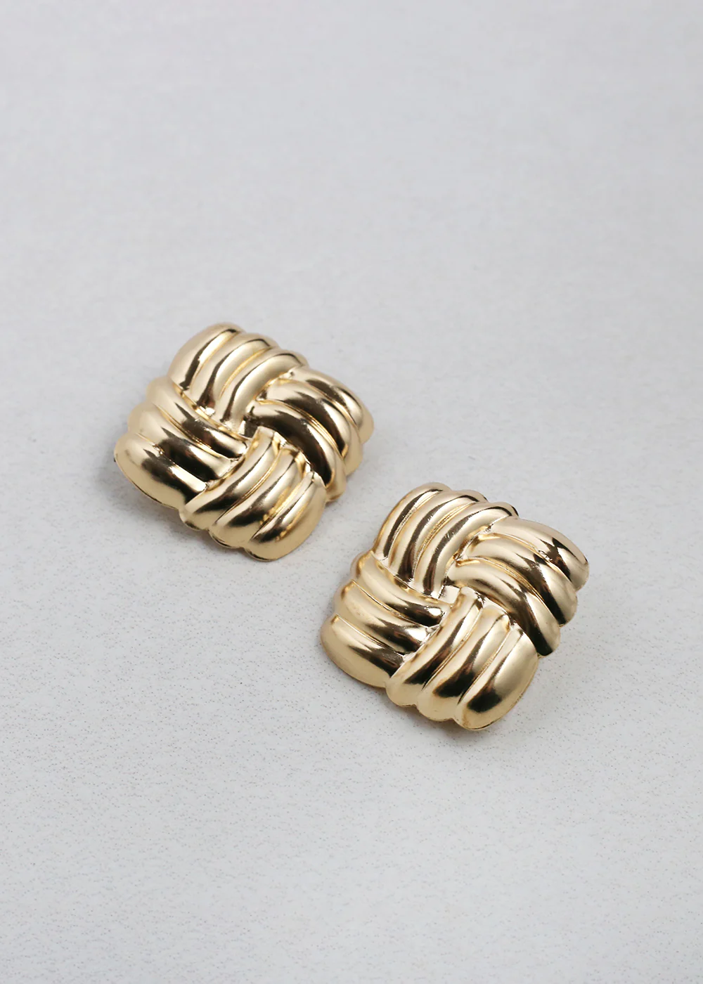 Vintage-Inspired Woven Square Button Earrings - Mrs Treak