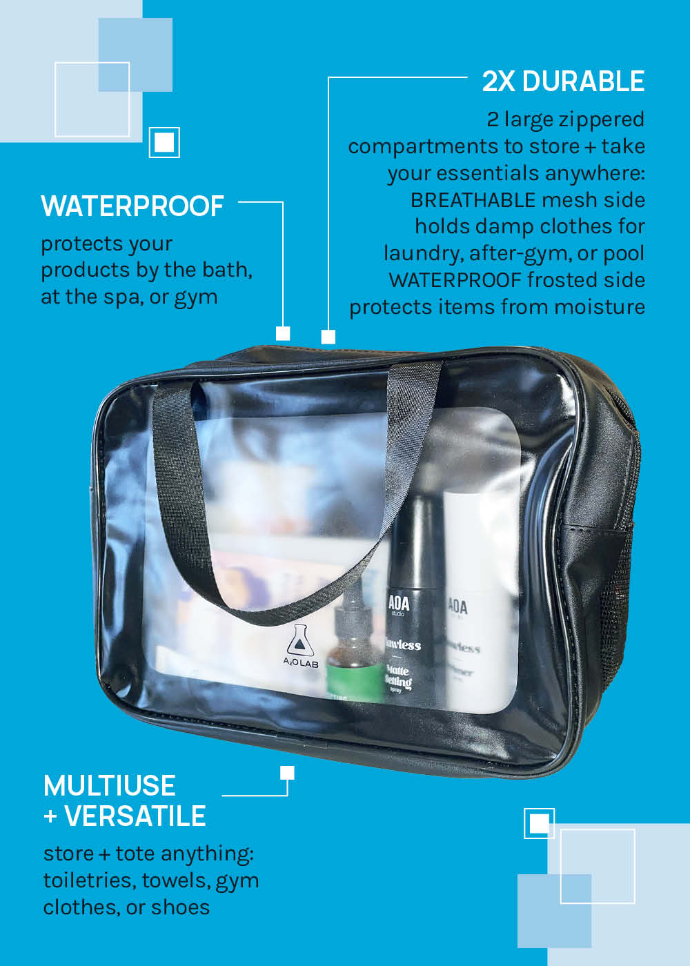 a2o Lab Large Travel Makeup Bag - Mrs Treak