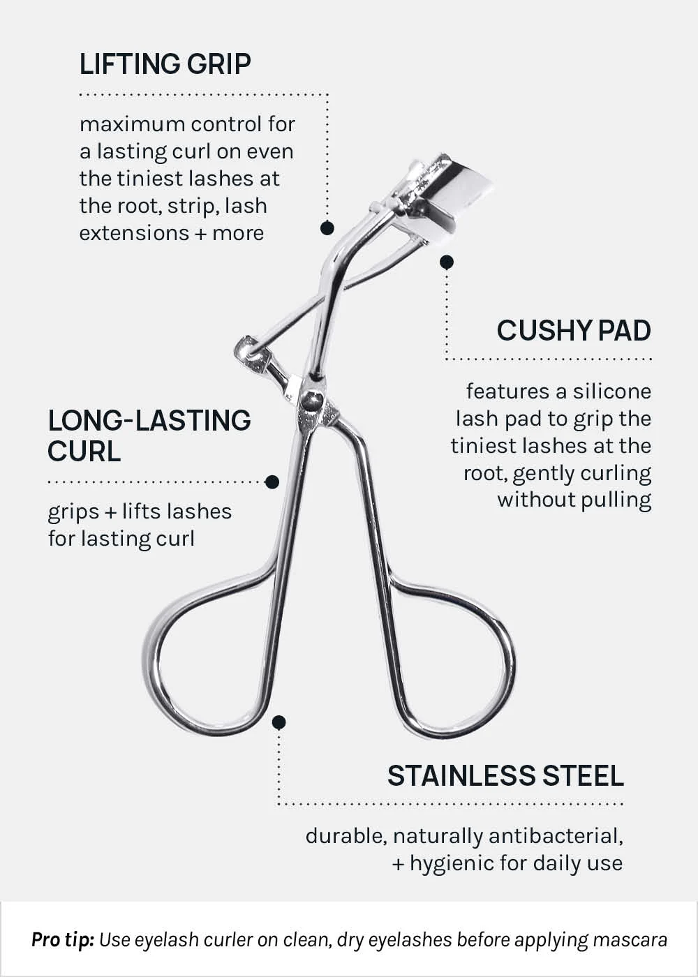 AOA Stainless Steel Eyelash Curler - Mrs Treak