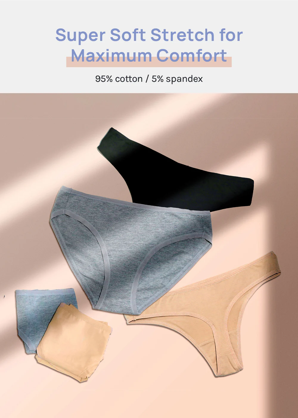 Her. Cotton Stretch Bikini - Black - Mrs Treak