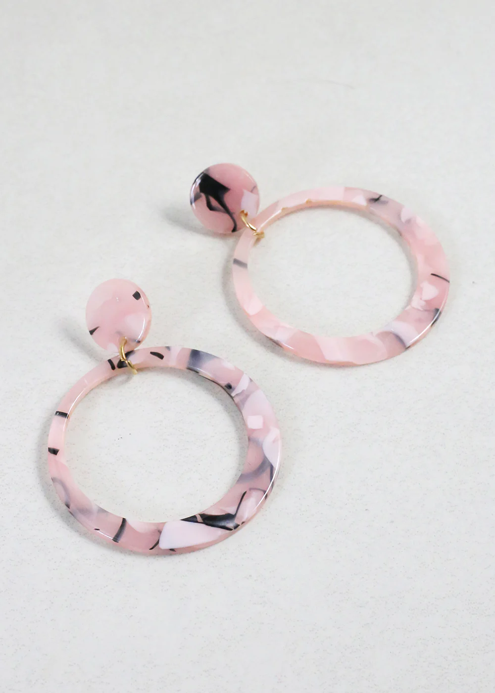 Trendy Marbled Resin Hoop Earrings - Mrs Treak