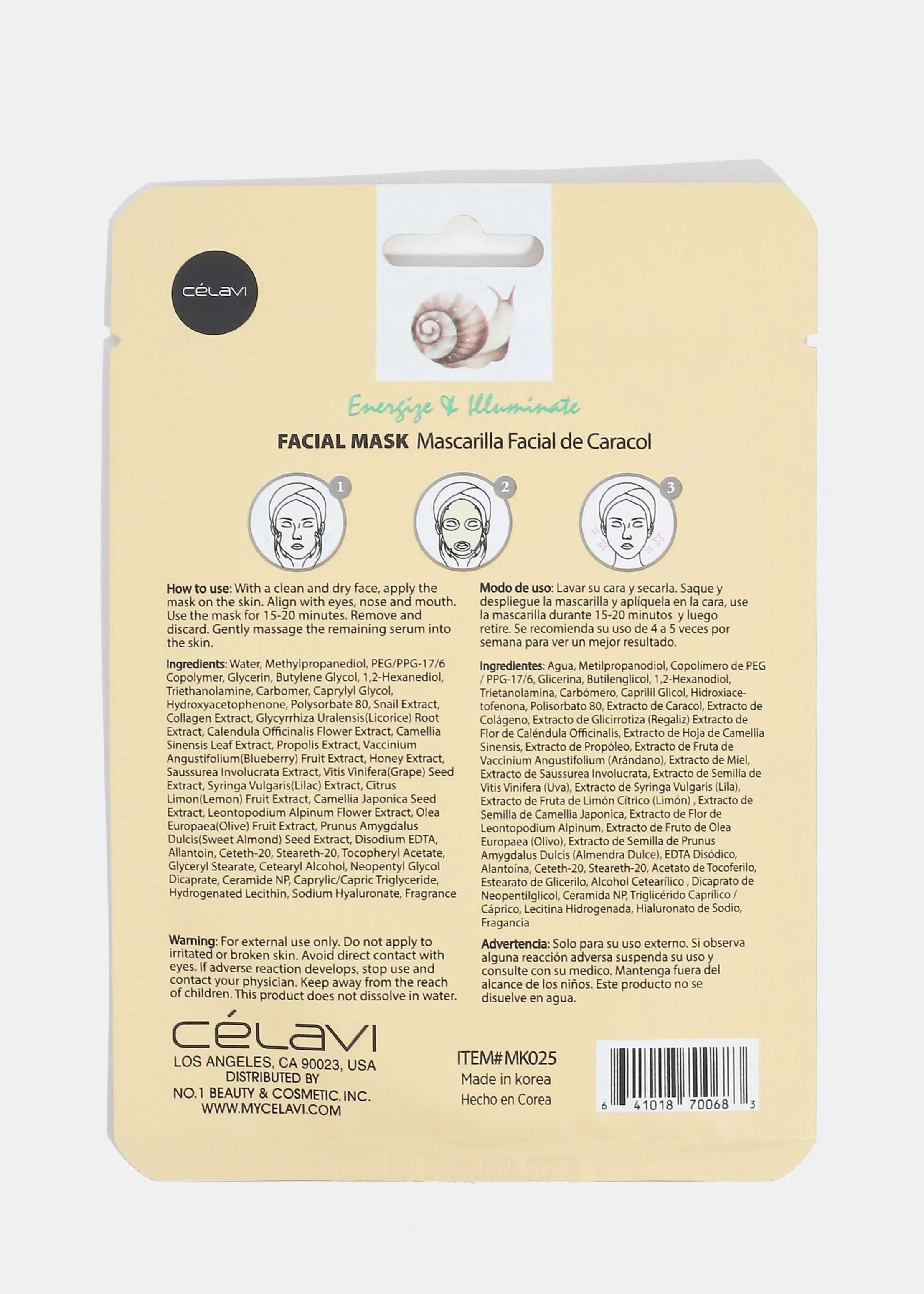 Celavi Snail Sheet Mask - Mrs Treak