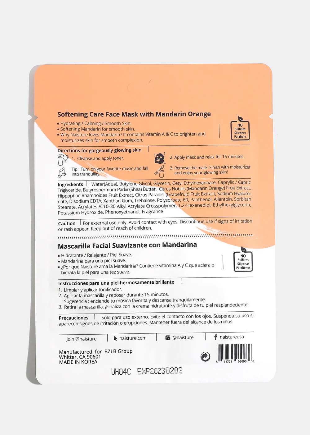 15 Minute Facial Mask - Mandarin Orange - Mrs Treak