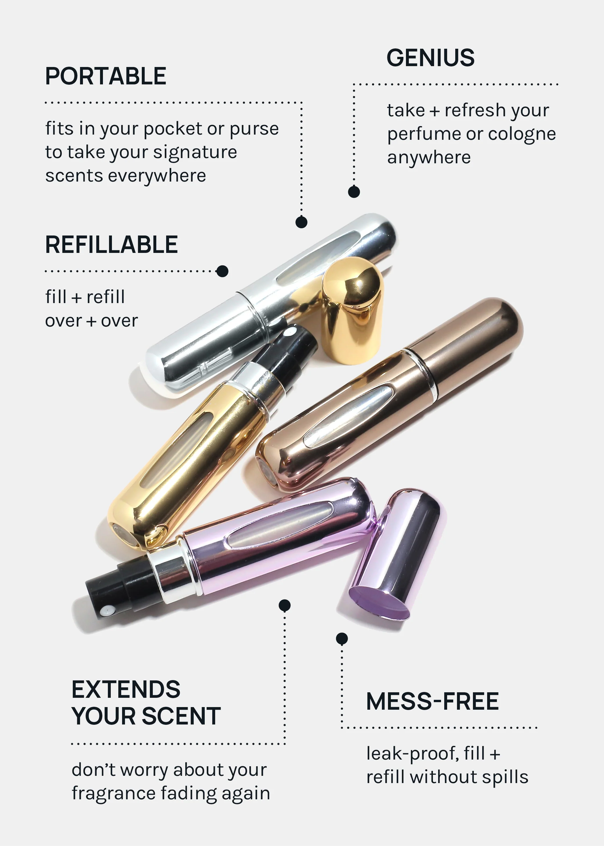 Miss A Refillable Perfume Atomizers �C Value Set - Mrs Treak