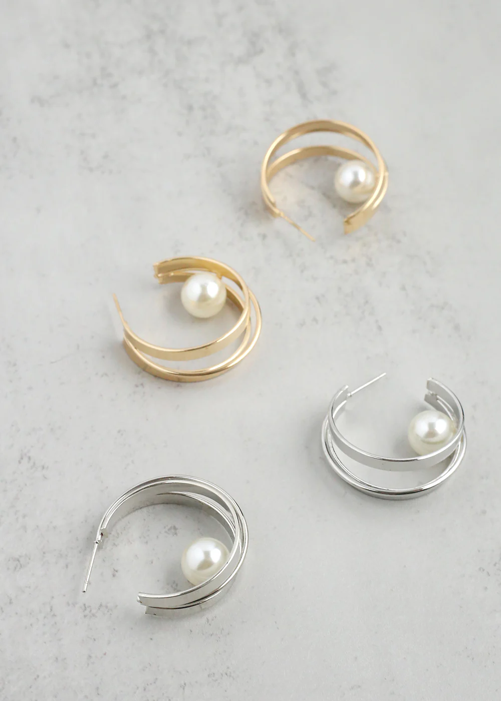 Floating Pearl Hoop Earrings - Mrs Treak