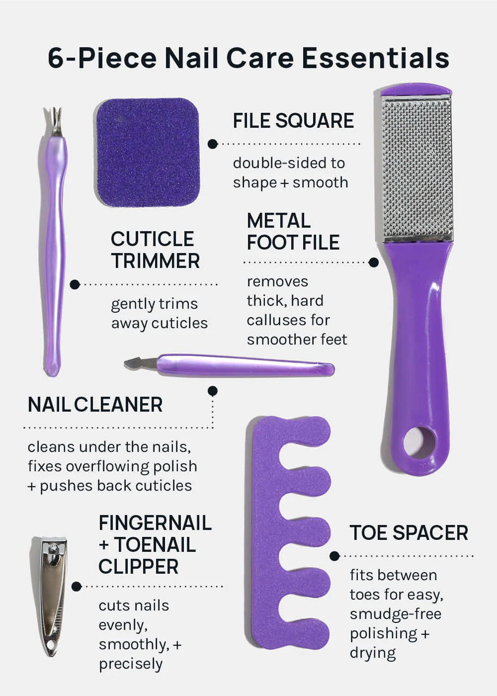 AOA Studio Pedicure Tool Set with Metal Foot File - Mrs Treak
