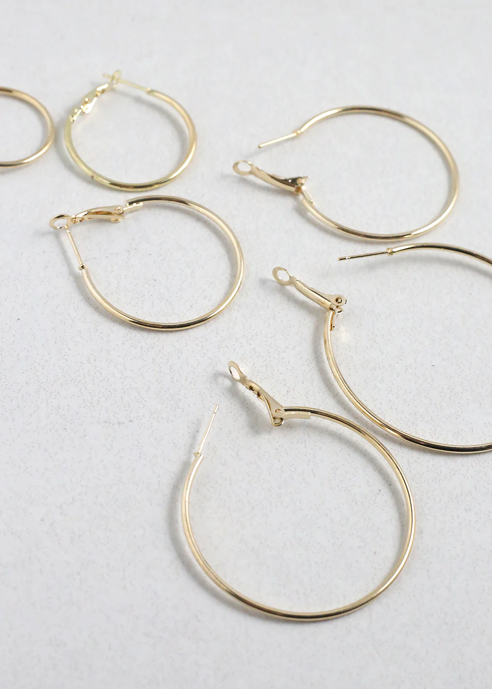 6 Pair Multi-Sized Hoop Earrings Set - Gold - Mrs Treak