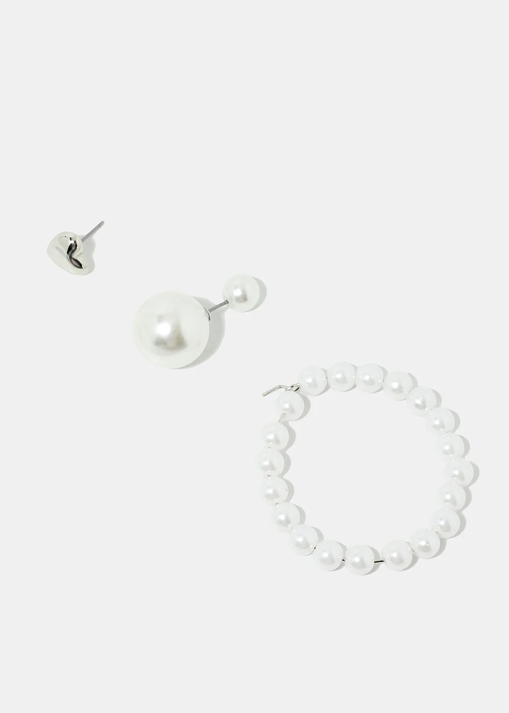 3-Pair Pearl Stud & Hoop Earrings - Mrs Treak