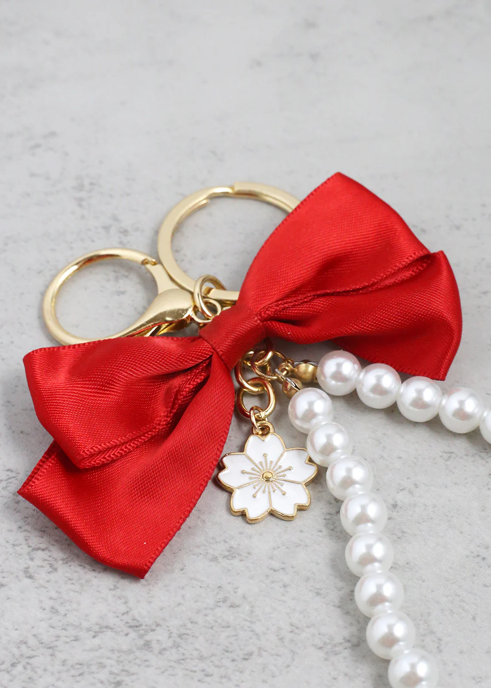 Gorgeous Bow Pearl + Flower Keychain - Mrs Treak