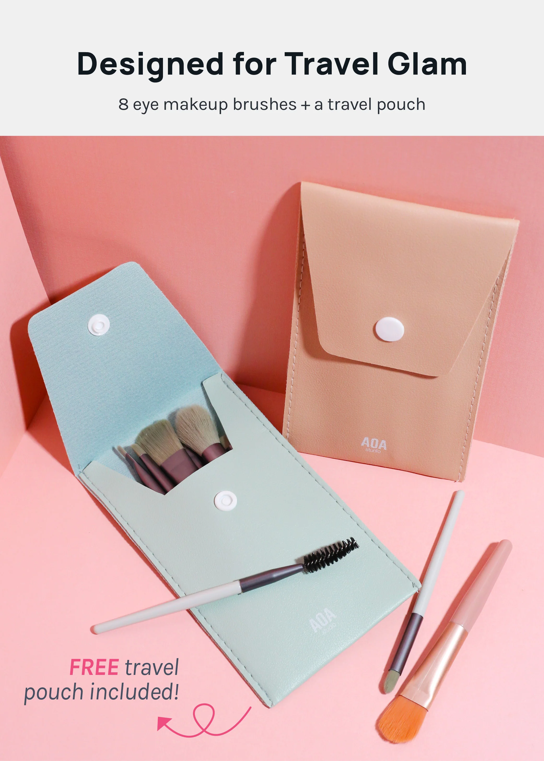 AOA Travel Eye + Face Brush Set - Mrs Treak