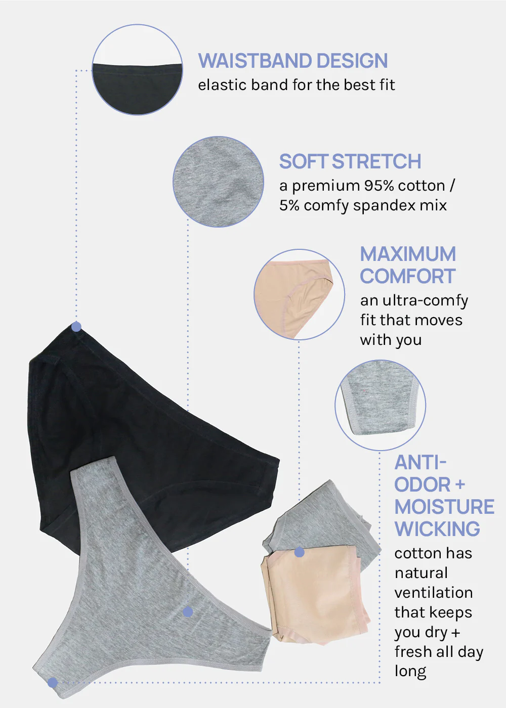 Her. Cotton Stretch Thong - Black - Mrs Treak