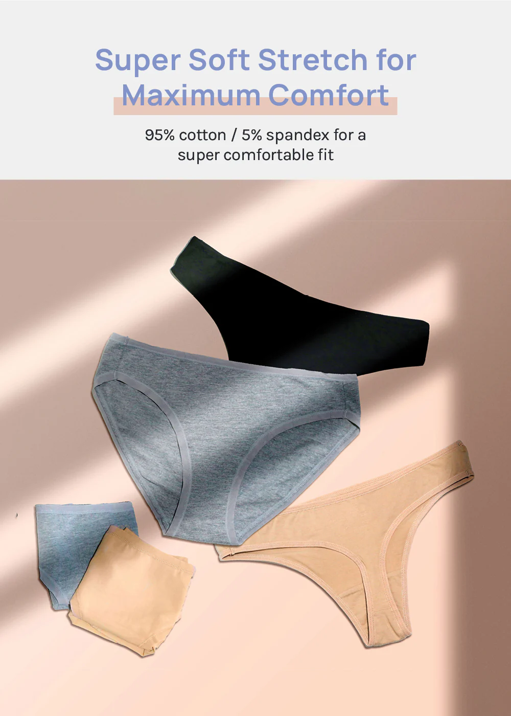 Her. Cotton Stretch Thong - Black - Mrs Treak