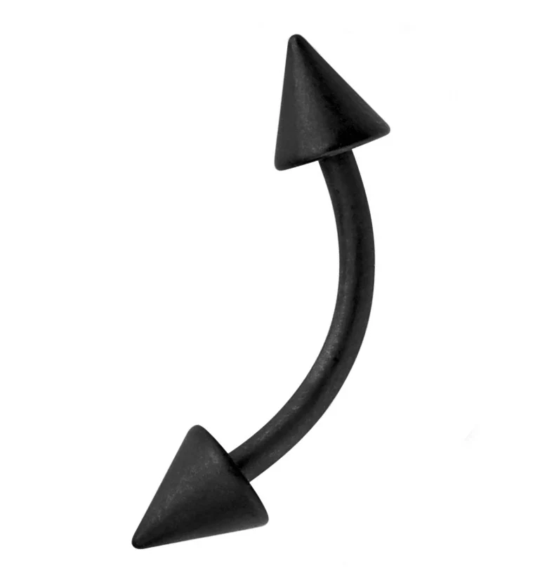 Black Matte Spike Curved Barbell - Mrs Treak