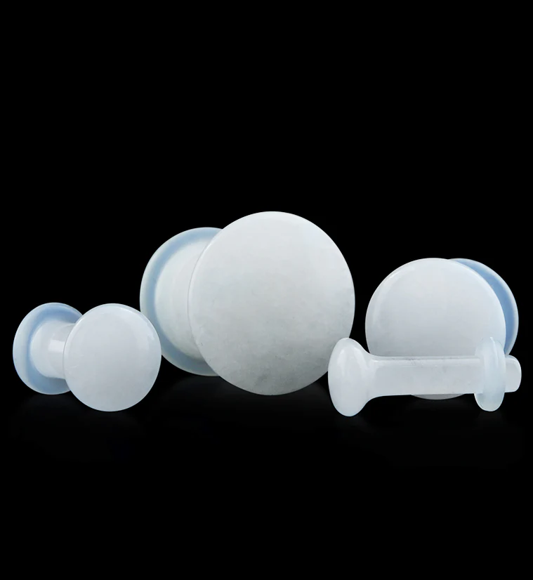 White Quartz Stone Plugs - Single Flare - Mrs Treak