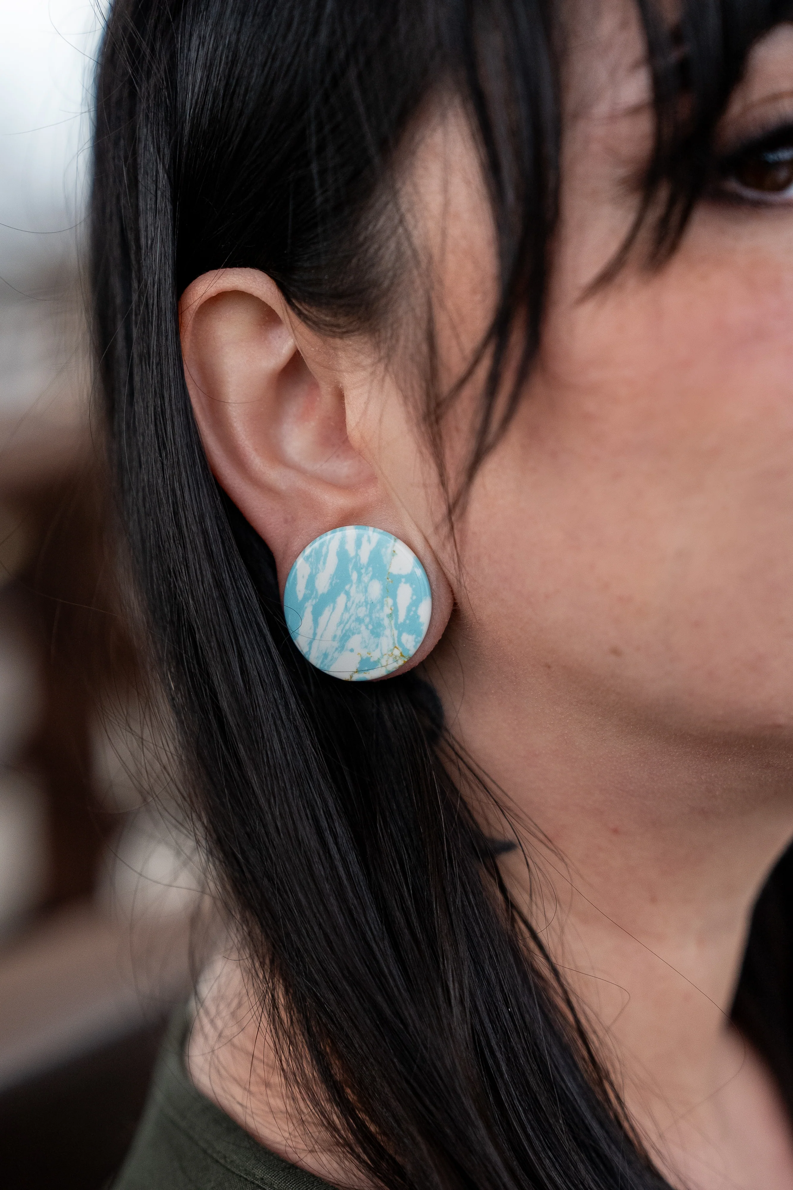 Ocean Howlite Stone Mayan Flare Plugs - Mrs Treak