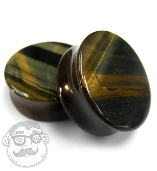 Blue Tigers Eye Stone Plugs - Mrs Treak