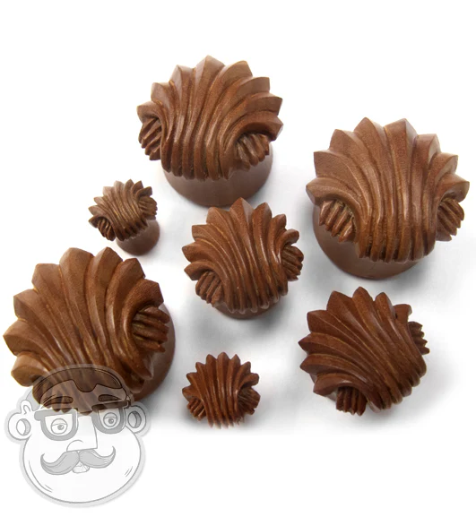 Carved Sea Shell Wood Plugs - Mrs Treak