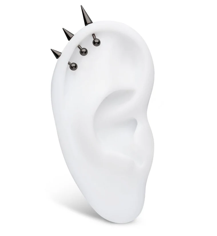 Black PVD Spike Threadless Titanium Top - Mrs Treak