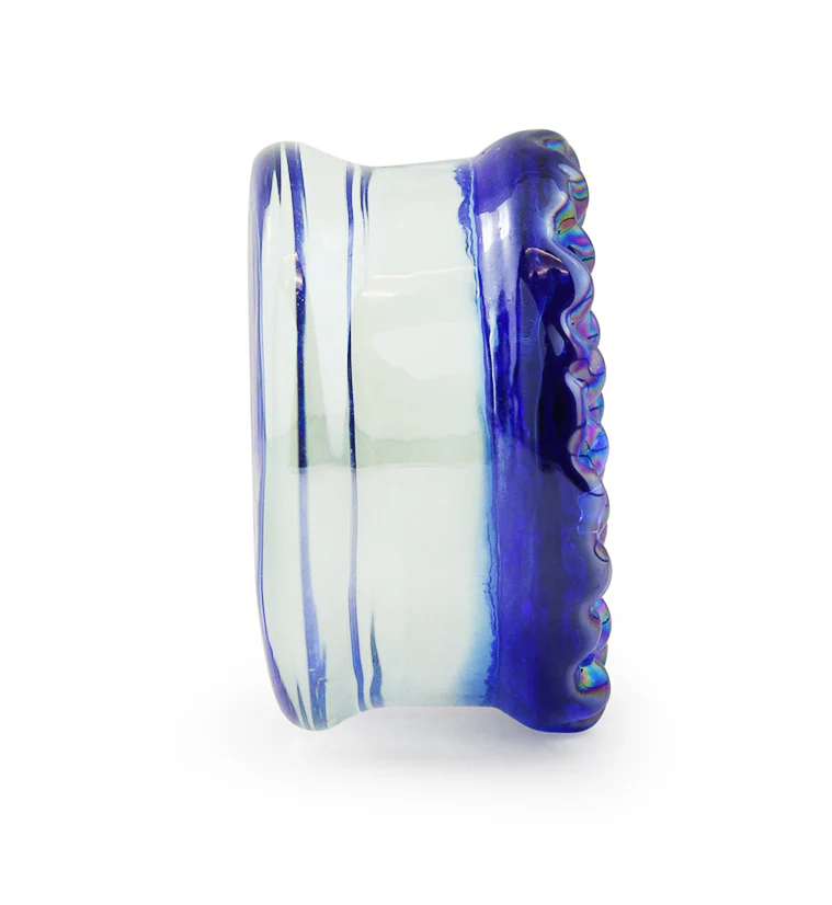 Blue Iridescent Glass Plugs - Mrs Treak