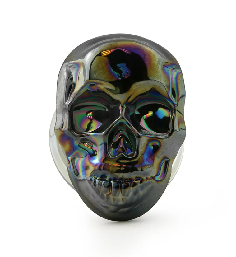 Rainbow Skull Double Flare Glass Plugs - Mrs Treak