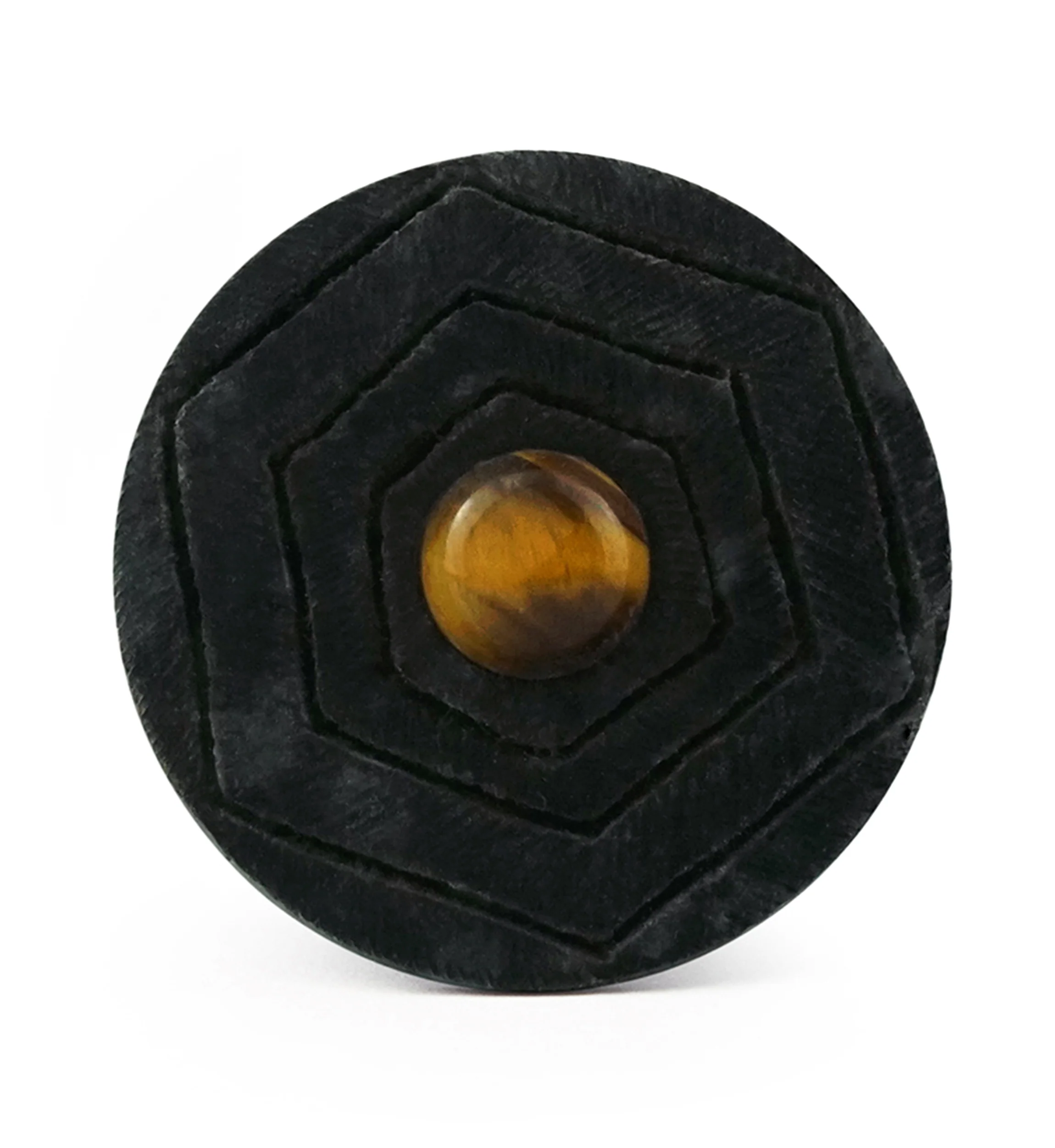 Boundary Geo Tiger Eye Stone Inlay Areng Wood Mayan Flare Plugs - Mrs Treak
