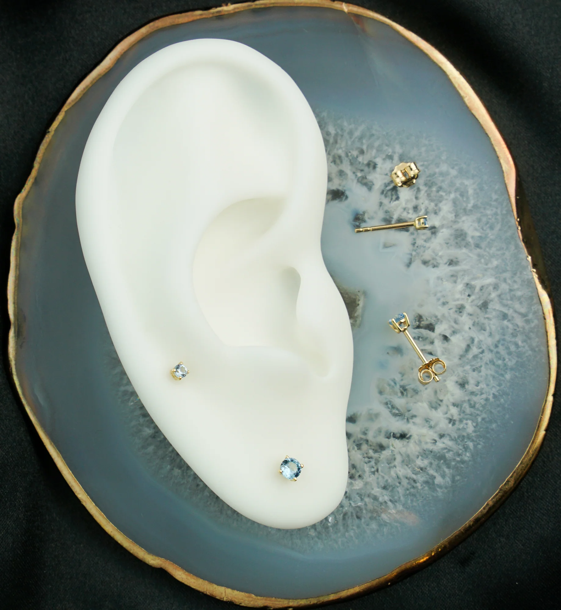 14kt Gold December Birthstone Blue CZ Stud Earrings - Mrs Treak