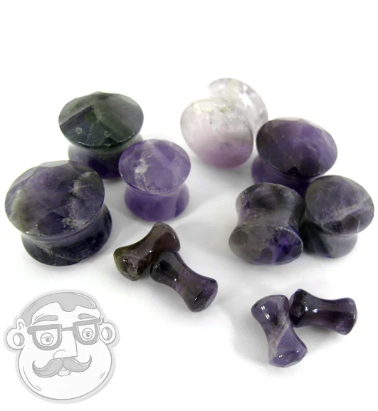 Purple Amethyst Faceted Cut Stone Plugs - Mrs Treak