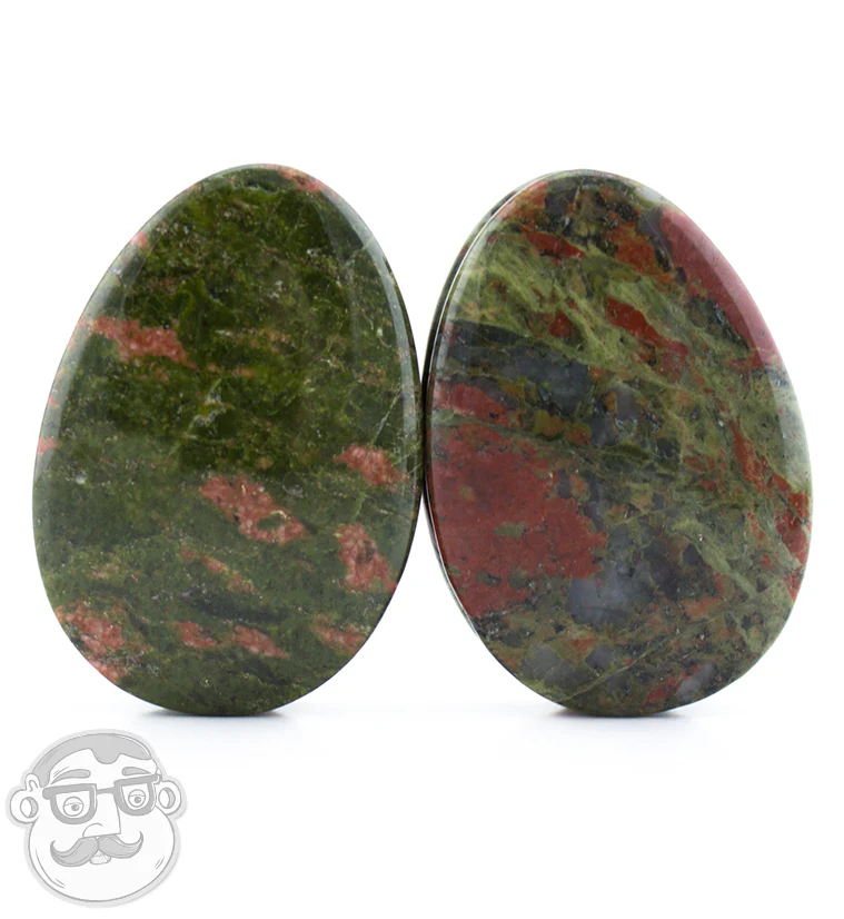Unakite Teardrop Stone Plugs - Mrs Treak