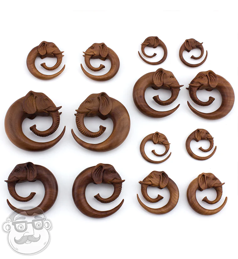 Elephant Saba Wooden Spiral Hangers - Mrs Treak