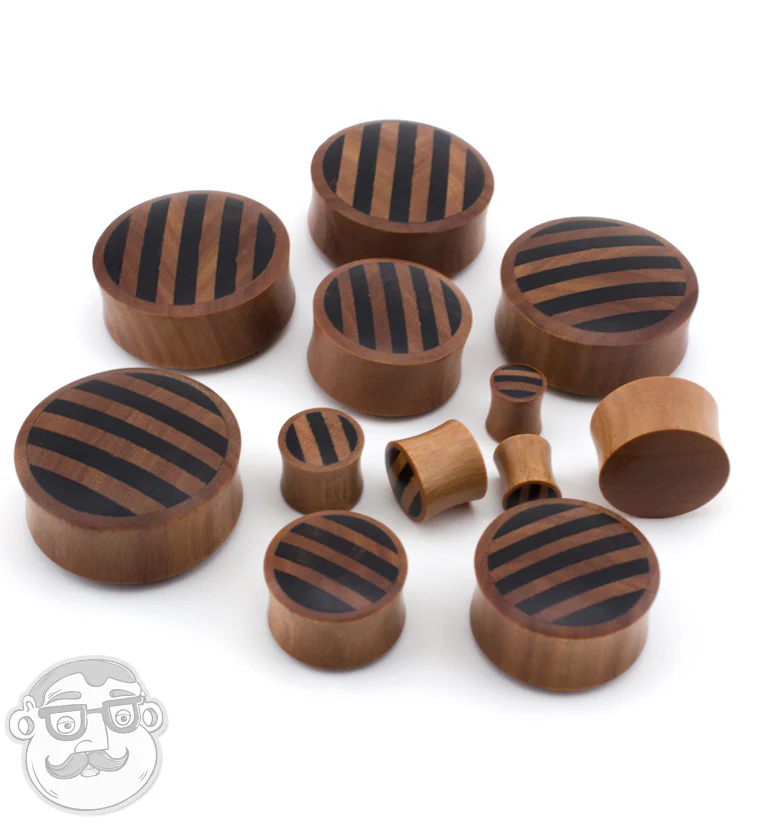 Saba Wooden Plugs With Striped Inlay - Mrs Treak