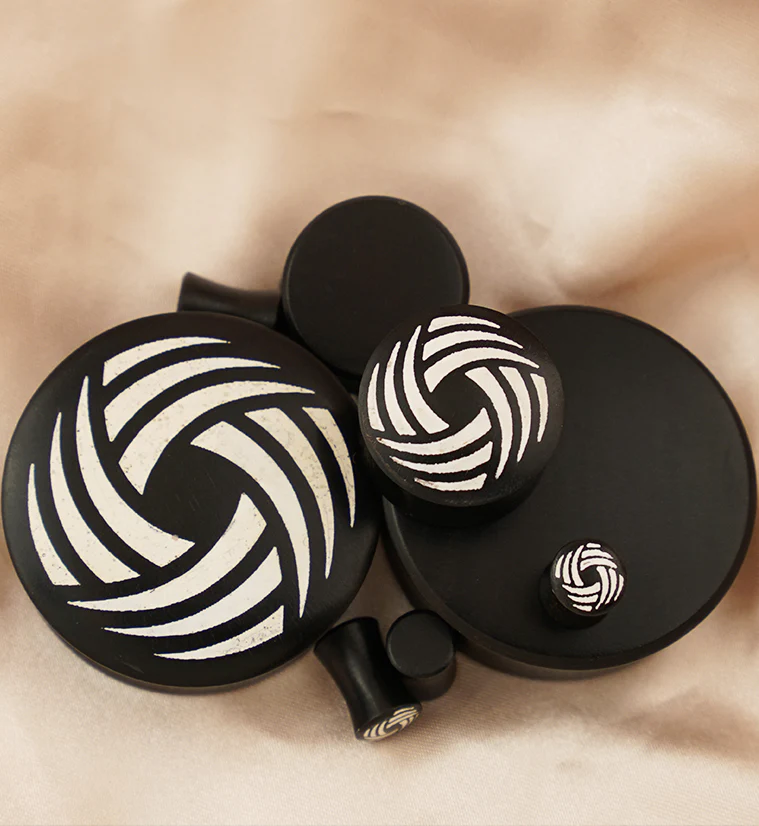 White Wave Inlay Wood Plugs - Mrs Treak