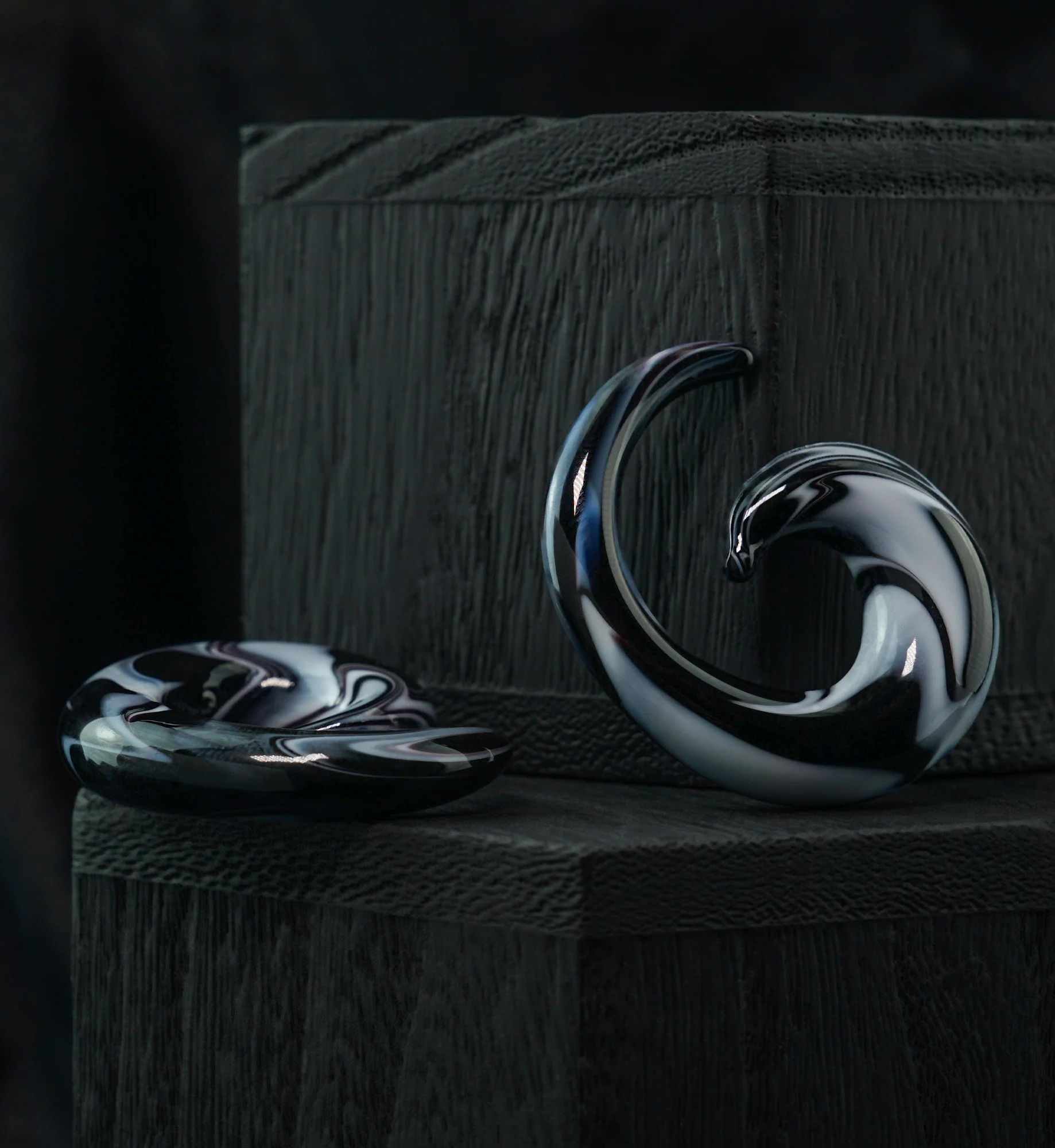 White & Black Swirl Glass Spirals - Mrs Treak