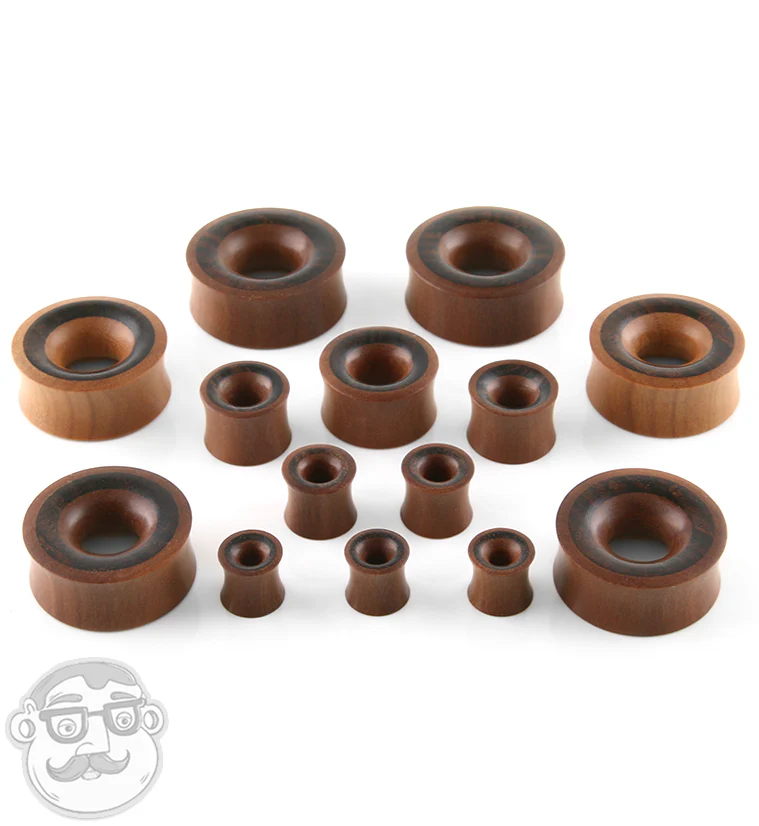 Saba Wood Tunnel Plugs With Sono Wood Inlay - Mrs Treak