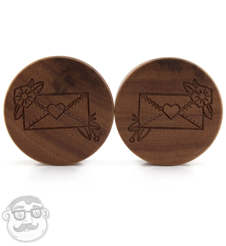 Love Letter Engraved Saba Wood Plugs - Mrs Treak