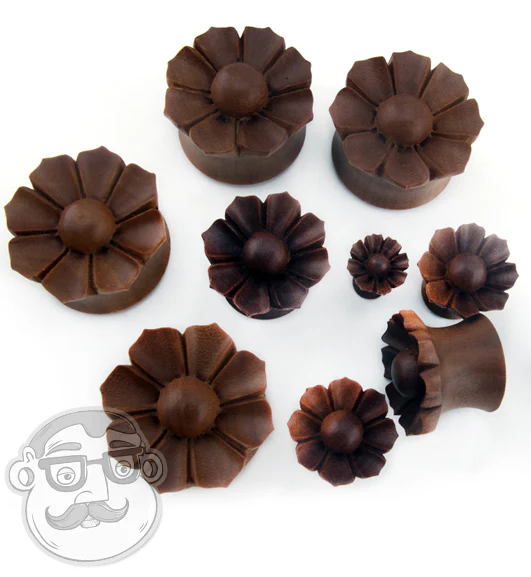 Daisy Flower Wood Plugs - Mrs Treak