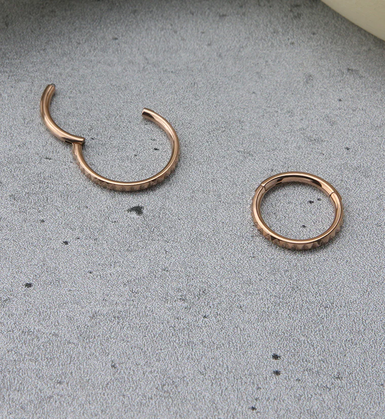 Rose Gold PVD Polyhedra Edge Titanium Hinged Segment Ring - Mrs Treak