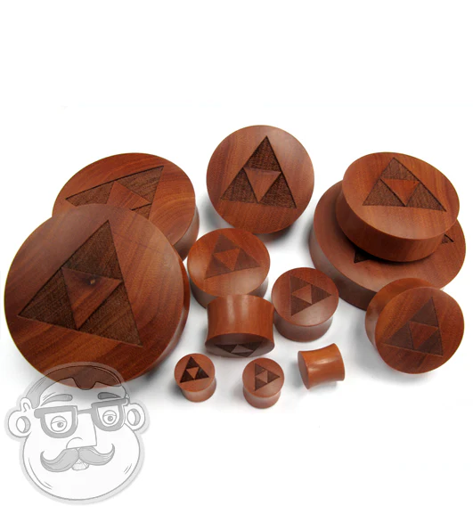 Tri Force Triangle Engraved Wood Plugs - Mrs Treak