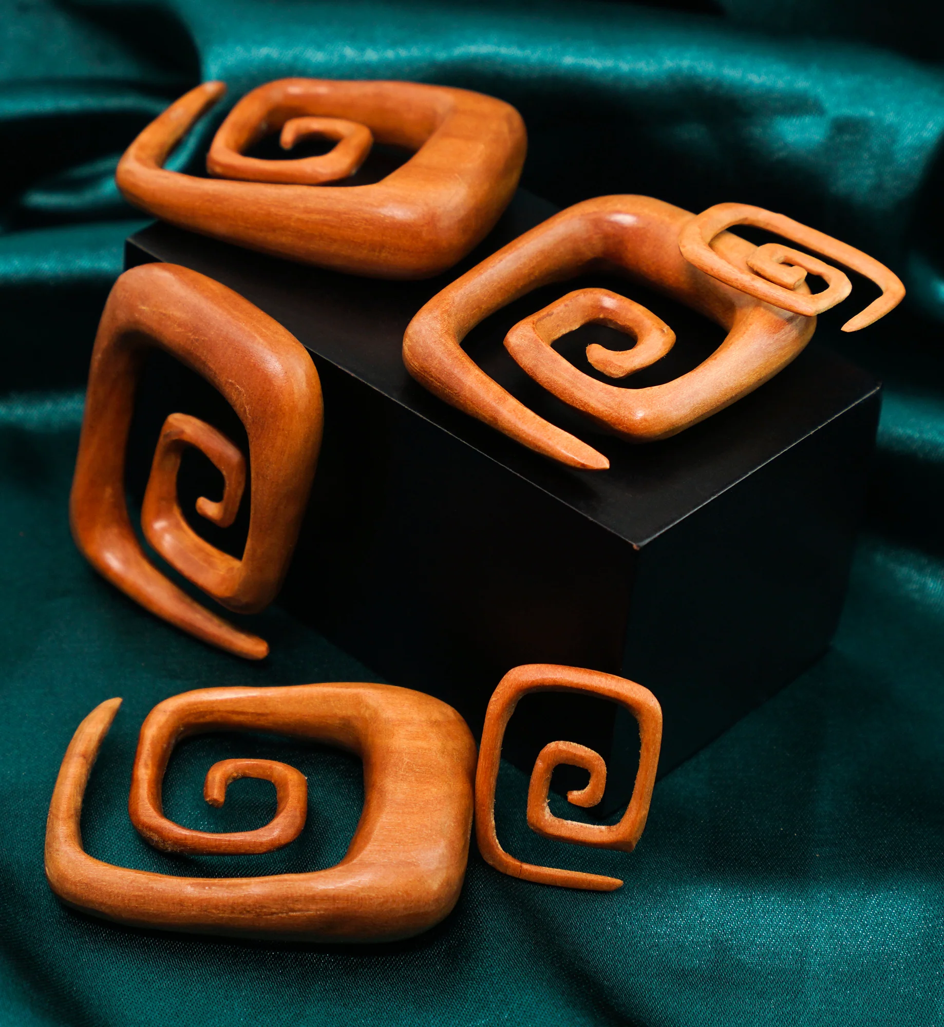 Saba Wood Square Spirals - Mrs Treak