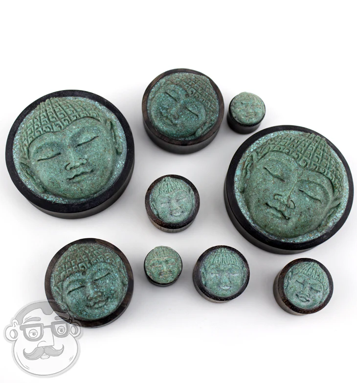 Carved Buddha Wood Plugs - Mrs Treak