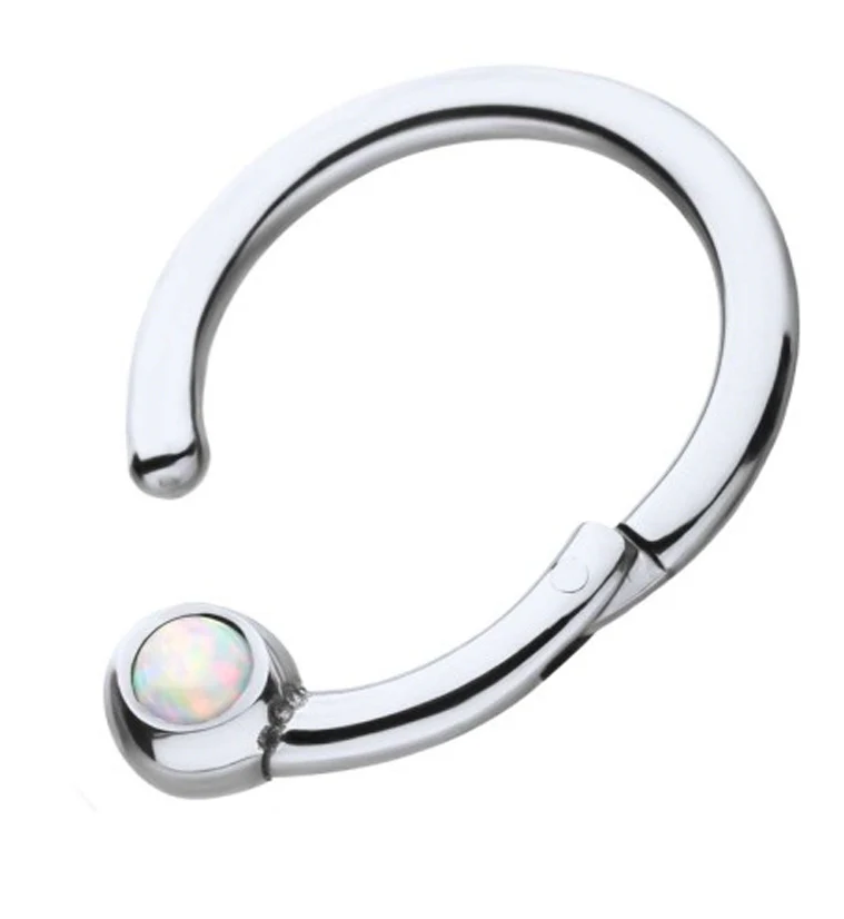 Opalite Titanium Hinged Segment Captive Ring - Mrs Treak