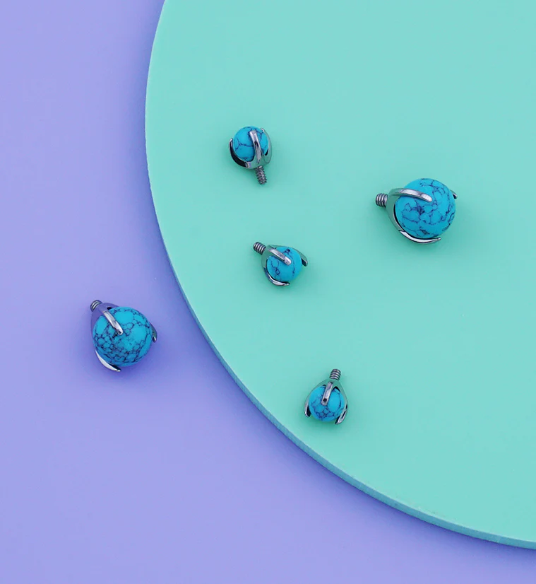Claw Turquoise Stone Titanium Internally Threaded Top - Mrs Treak