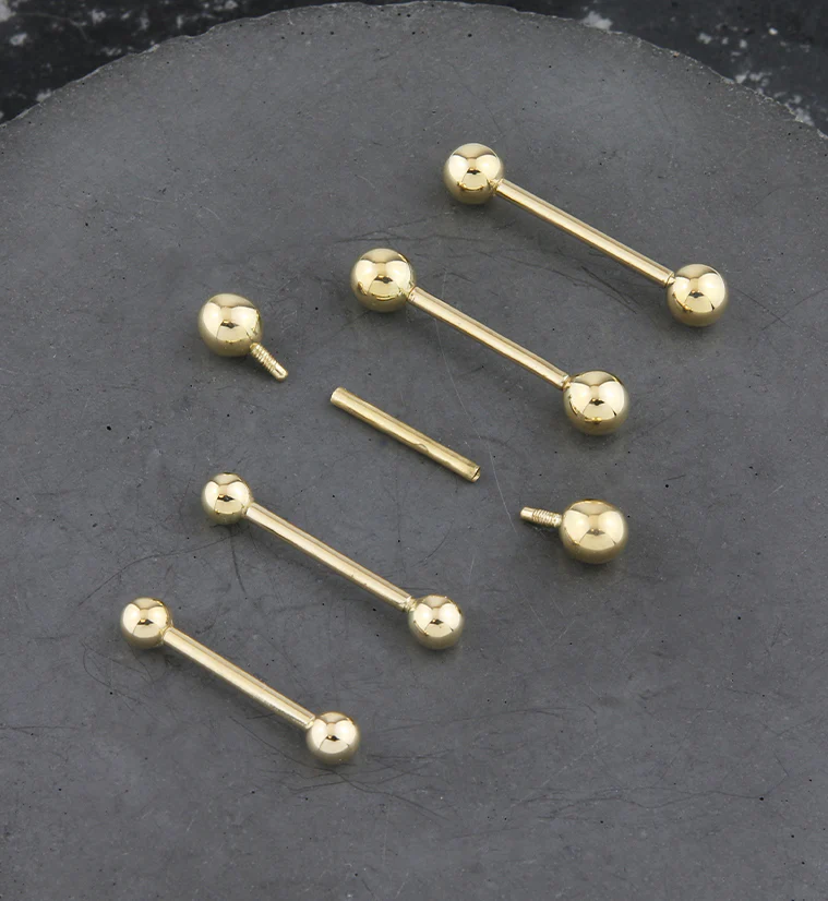 14kt Gold Dual Internally Threaded Straight Barbell - Mrs Treak