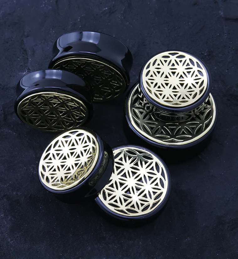 Flower of Life Obsidian Plugs - Mrs Treak