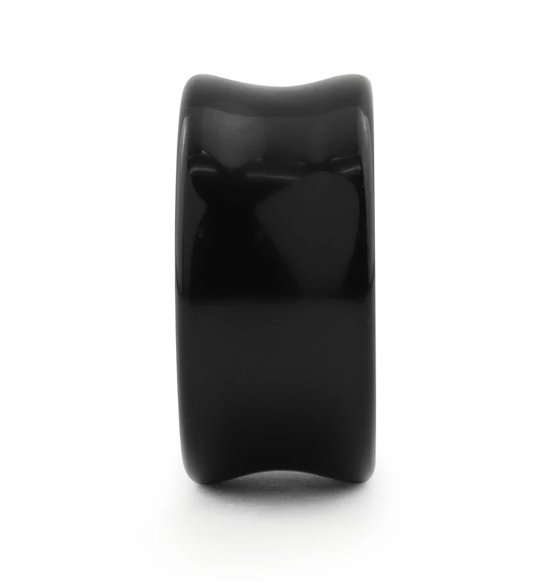 Black Obsidian Stone Double Flare Tunnels - Mrs Treak