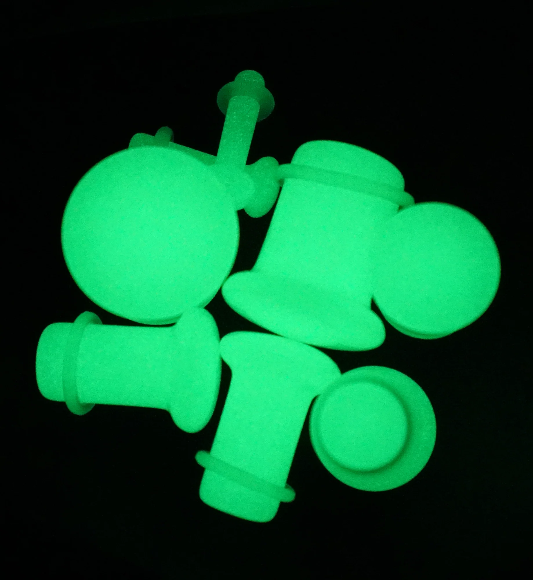 Green Glow in the Dark Glass Plugs - Single Flare - Mrs Treak