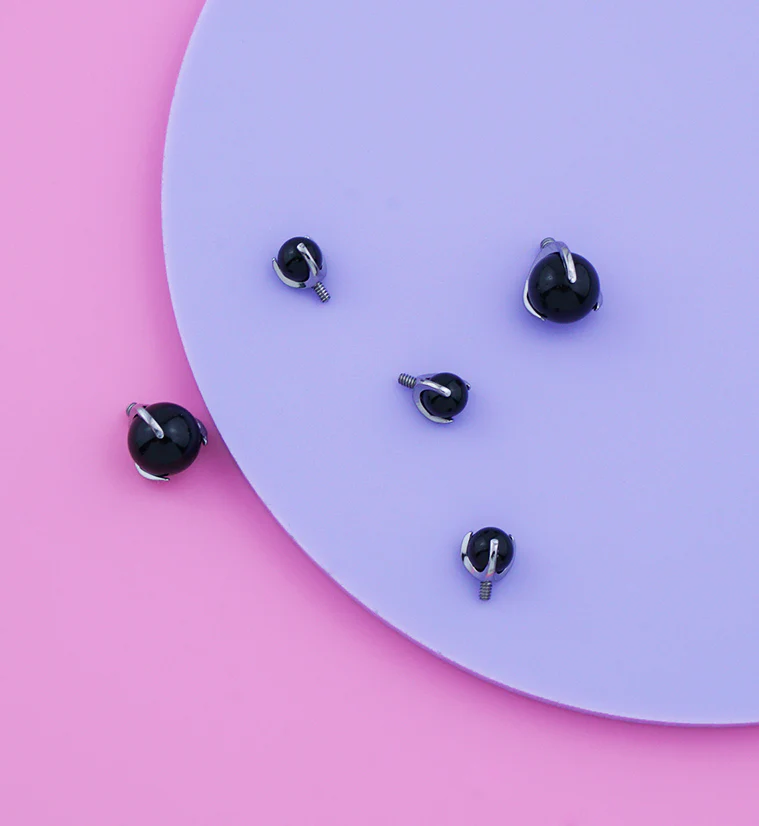 Claw Black Onyx Stone Titanium Internally Threaded Top - Mrs Treak